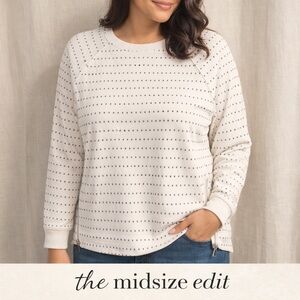 Livewell Polka Dot Side Zip Sweatshirt | Ivory Pullover | Size M